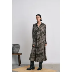 Vija lava button dress Rabens Salloner, grey green combo