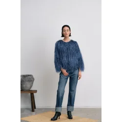 Safi plume blouse Rabens Saloner, navy