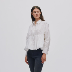 Sophie poplin puffed hem shirt Rabens Saloner, white