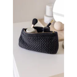Strikket clutch By LOHN, dark grey melange