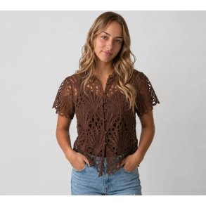 Thyra lace blouse Tim & Simonsen, brown