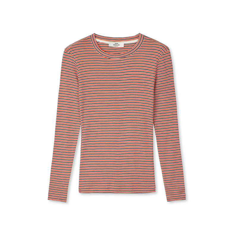 2x2 cotton stripe tuba ls tee Mads N�rgaard, fiery red/vanilla ice