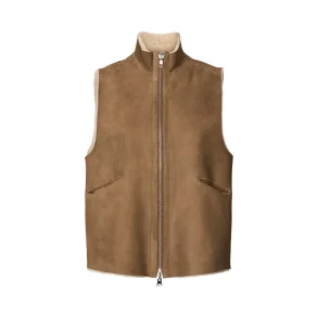 Shearling vest - Channe natural combo X Rabens Saloner, dark brown