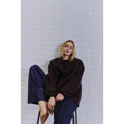 LLUCIA mel wool jacket WithBlack, Dark Brown