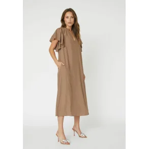 Tora frill v-dress Co'Couture, walnut