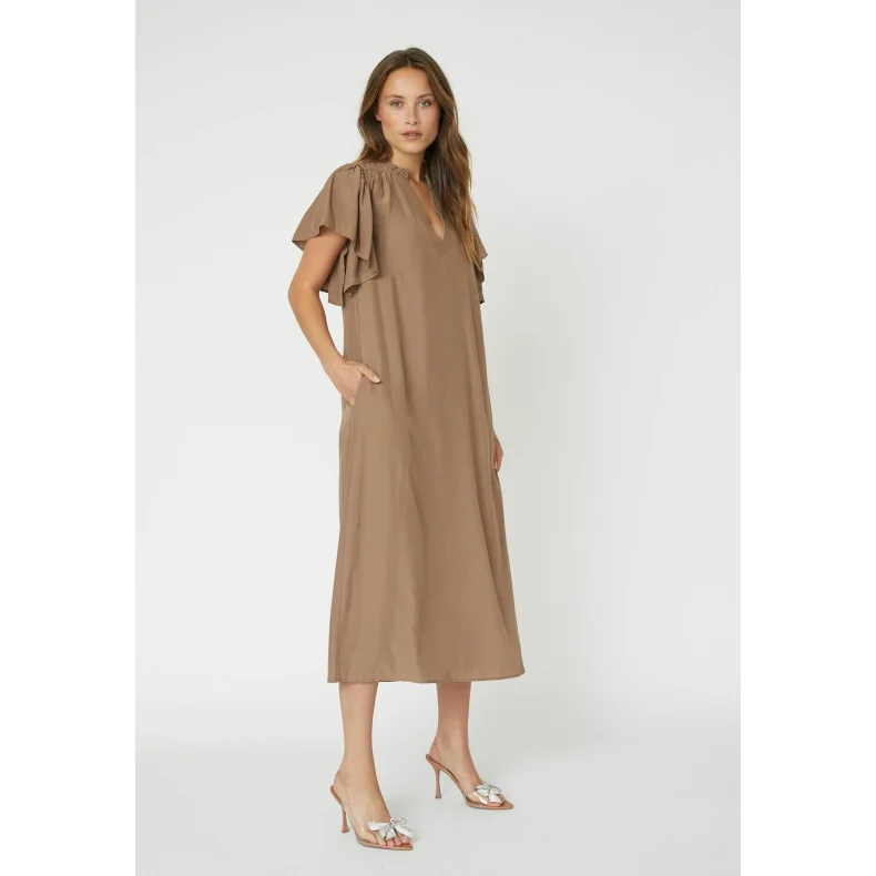 Tora frill v-dress Co'Couture, walnut L