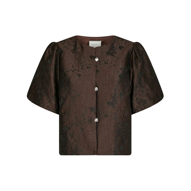 Asia brocade blouse Neo Noir, dark brown