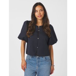 Asia dull satin blouse Neo Noir, navy