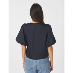 Asia dull satin blouse Neo Noir, navy