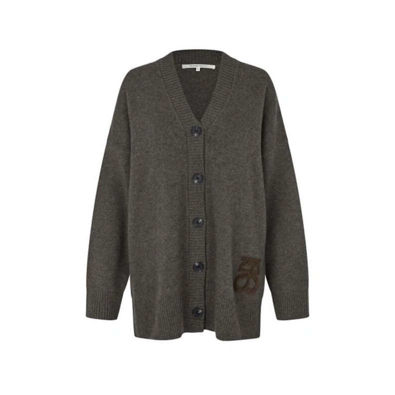 Alpha knit monogram cardigan Second Female, black olive