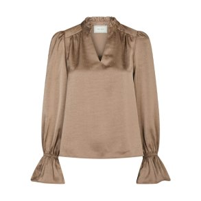 Amara heavy satin bedaz blouse Neo Noir, dark taupe