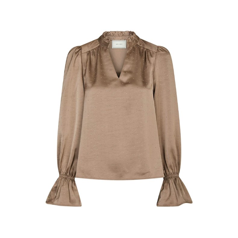 Amara heavy satin bedaz blouse Neo Noir, dark taupe