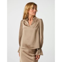 Amara heavy satin bedaz blouse Neo Noir, dark taupe