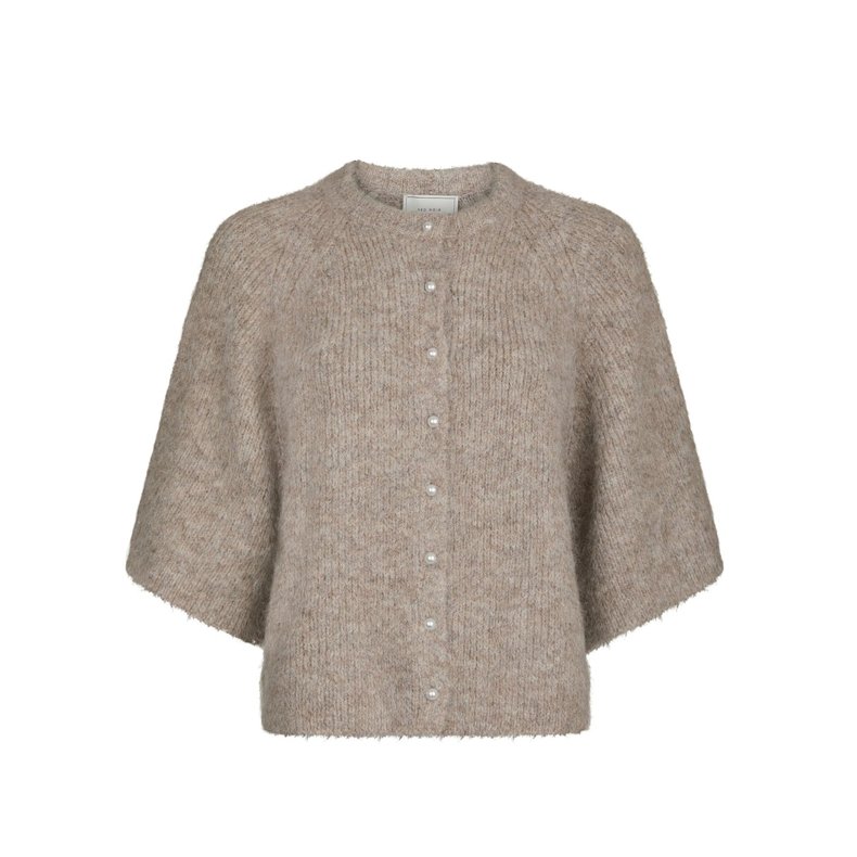 Amaya fluffy jacket Neo Noir, beige melange