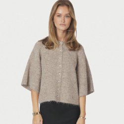 Amaya fluffy jacket Neo Noir, beige melange