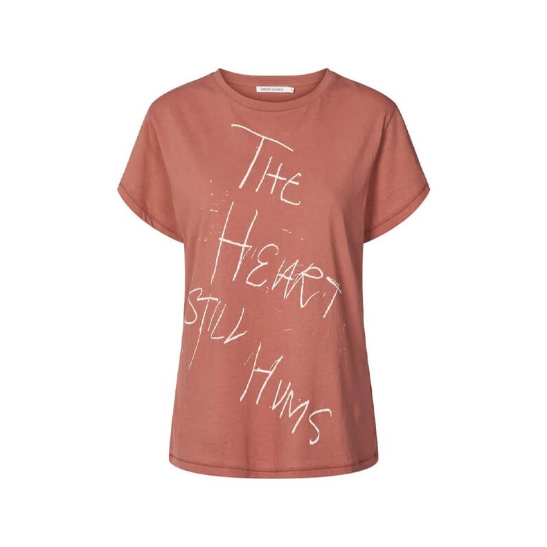 Ambla heartbeat T-shirt Rabens Saloner, russet burgundy