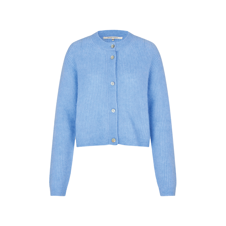 Andrea knit rib cardigan Second Female, frozen fjord