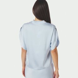 Anelle heavy sateen blouse Neo Noir, light blue