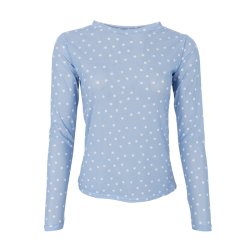 Annie mesh blouse Black Colour, lt. blue dot