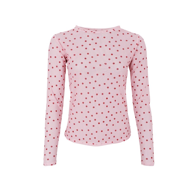 Annie mesh blouse Black Colour, rose dot