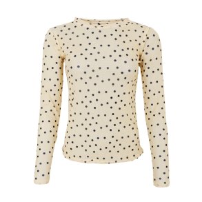Annie mesh blouse Black Colour, yellow dot