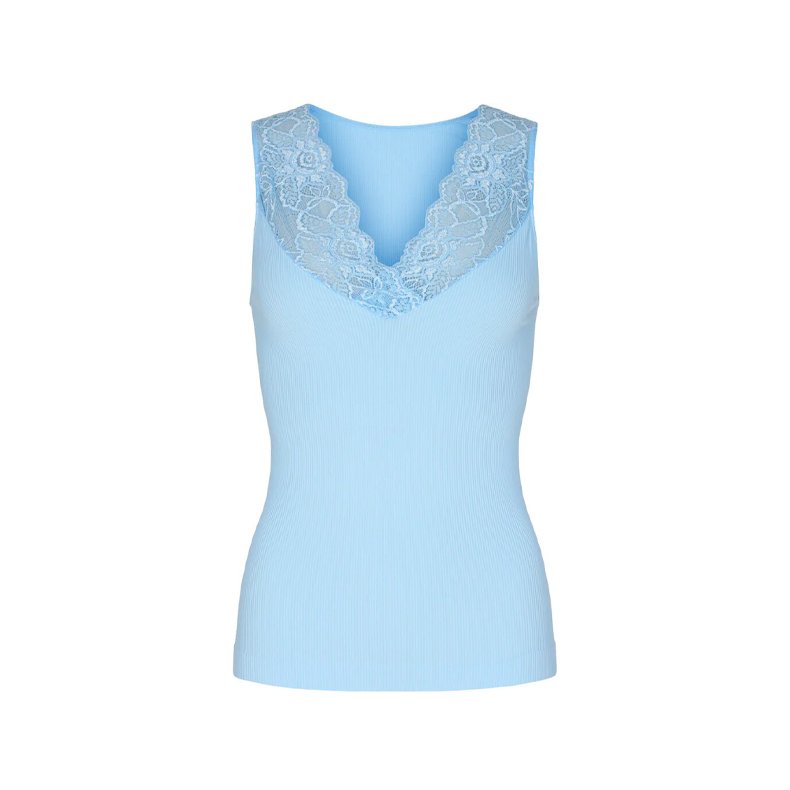 Belen rib v-neck top tim &amp; simonsen, azzurro