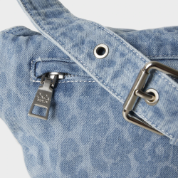 Becca belt printed denim bag Lala Berlin, washed blue leo