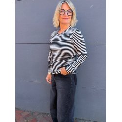 2x2 cotton stripe tuba tee ls Mads N�rgaard, black/vanilla ice