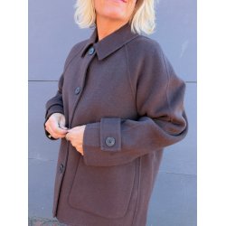 LLUCIA mel wool jacket WithBlack, Dark Brown