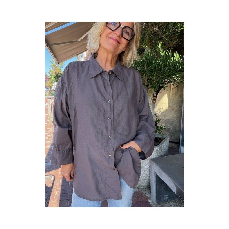 Chloe cotton full shirt Rabens Saloner, brown