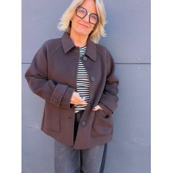 LLUCIA mel wool jacket WithBlack, Dark Brown