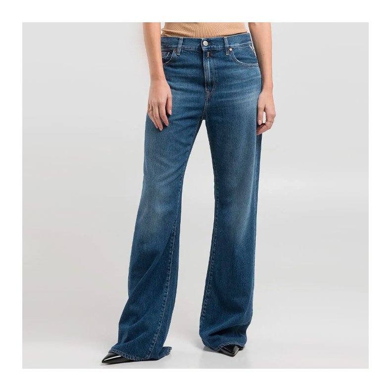 Becka mid waist flared jeans Replay, medium blue denim