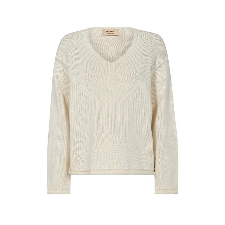 Bine ls v-neck knit Mos Mosh, ecru