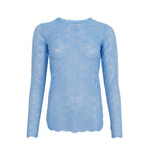 Eveline lace blouse Black Colour, lt. blue