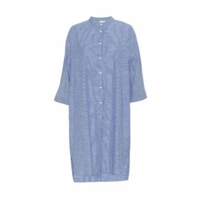 Seoul 2/4 long shirt Frau, medium blue stripe