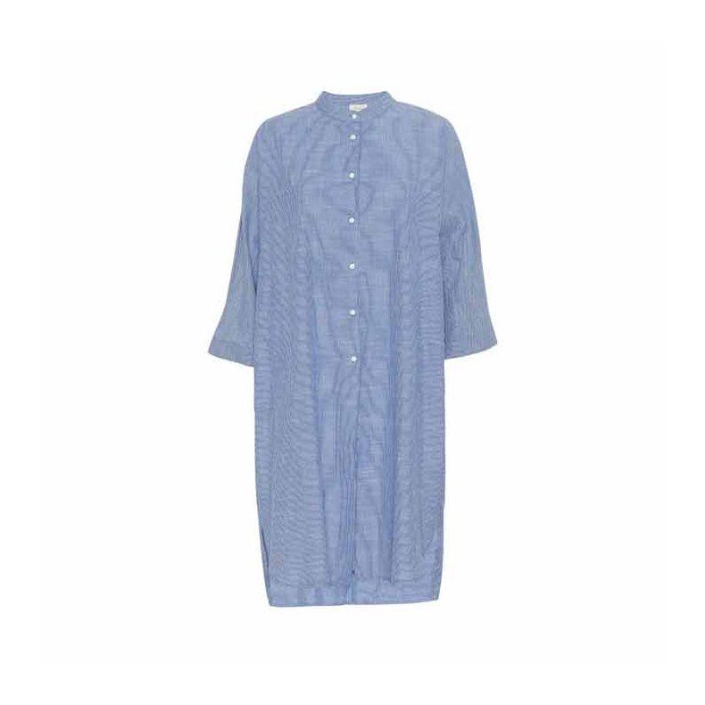 Seoul 2/4 long shirt Frau, medium blue stripe