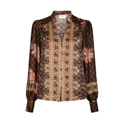 Massima Botanical border blouse Neo Noir, black