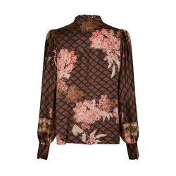 Massima Botanical border blouse Neo Noir, black
