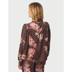 Massima Botanical border blouse Neo Noir, black