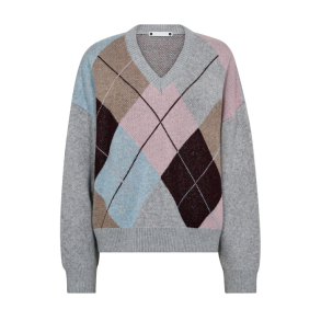 Maja check v-neck Co'Couture, mid grey