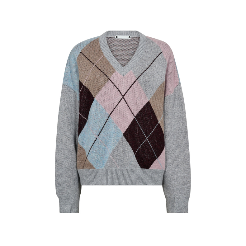 Maja check v-neck Co'Couture, mid grey