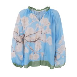 Camellia blouse Black Colour, light blue