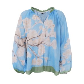 Camellia blouse Black Colour, light blue