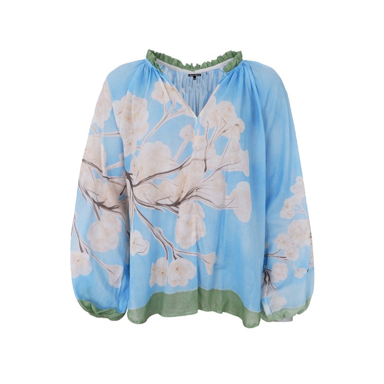 Camellia blouse Black Colour, light blue