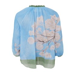 Camellia blouse Black Colour, light blue