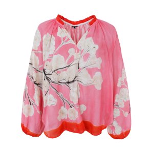 Camellia blouse Black Colour, pink