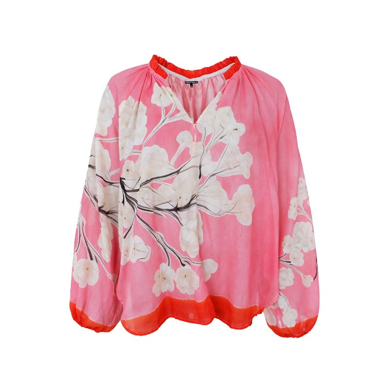 Camellia blouse Black Colour, pink
