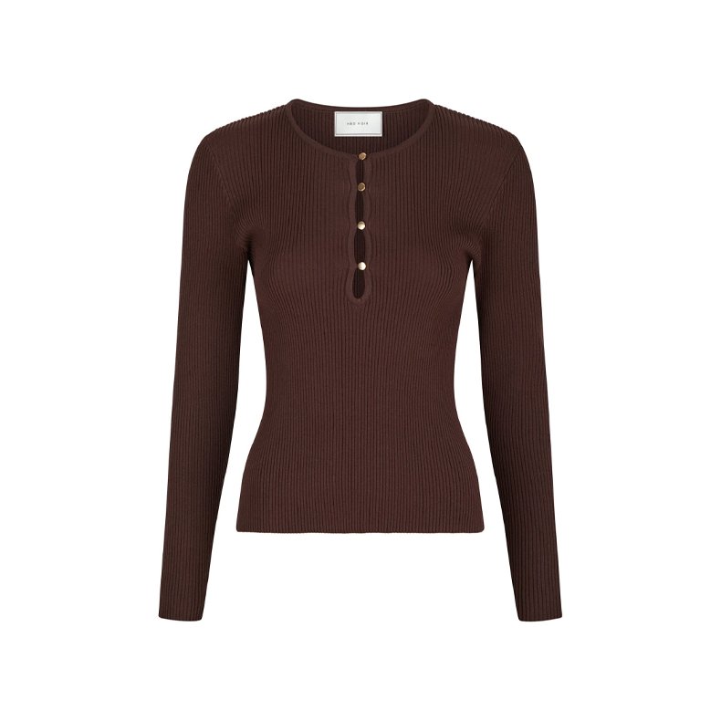 Carlton knit blouse neo noir, brown