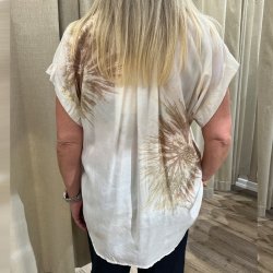 Jolin cartwheel blouse Rabens Saloner, seashell combo