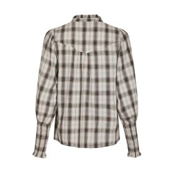 Camisa big check blouse Neo Noir, off white